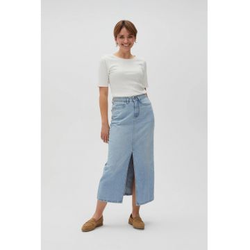 Fusta din denim midi albastra