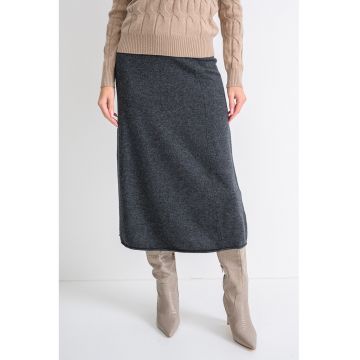 Fusta din lana cu croiala in A si talie inalta