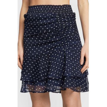 Fusta  din sifon cu terminatie cu volane Bleumarin