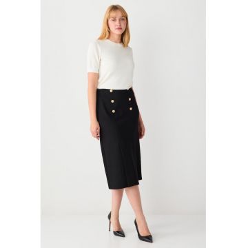 Fusta dreapta cu talie inalta