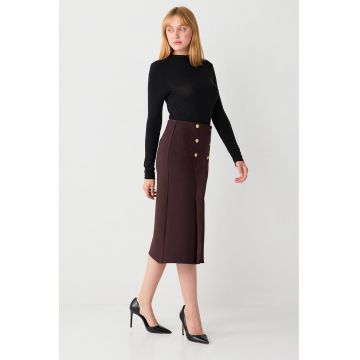 Fusta dreapta cu talie inalta