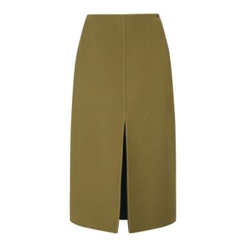 Fusta dreapta din lana cu slit frontal