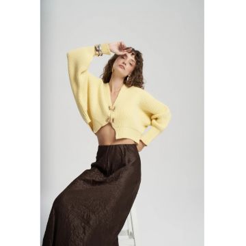 Fusta  Fusta maxi din satin - maro cafea