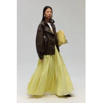 Fusta  Fusta Maxi Plisata Faylinn - Galben chihlimbar - textil