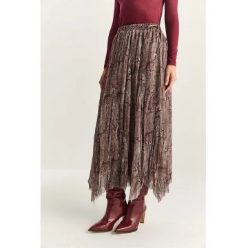 Fusta lunga  cu talie inalta - imprimeu etnic - multicolor