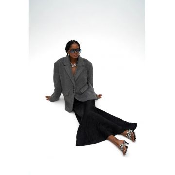 Fusta lunga -  satin - negru