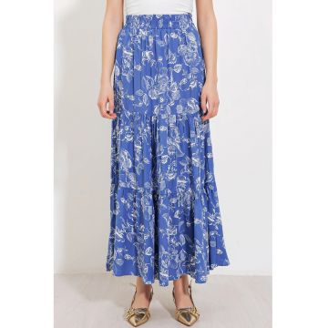 Fusta maxi  albastru - textil -