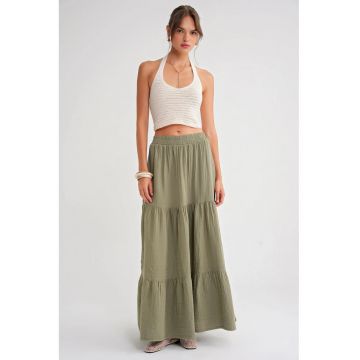 Fusta maxi -  bumbac - verde salvie