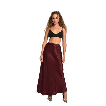 Fusta maxi -  Satin - Visiniu