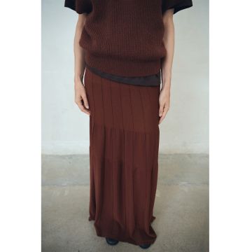 Fusta maxi tricotata fin plisata