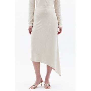 Fusta midi asimetrica si striata