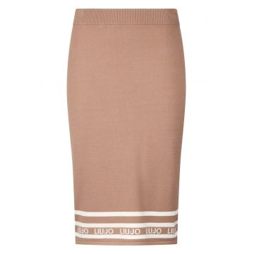 Fusta midi cambrata cu banda logo