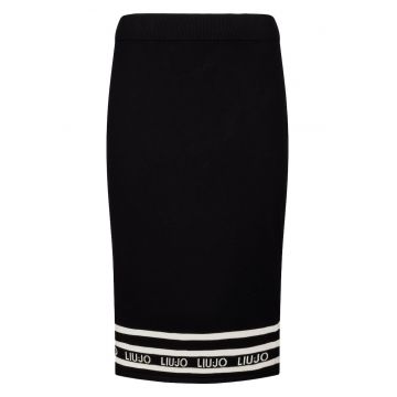 Fusta midi cambrata cu banda logo