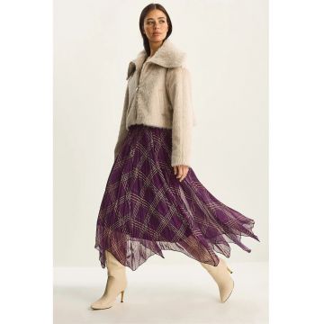 Fusta midi -  captusita - mov ametist - textil