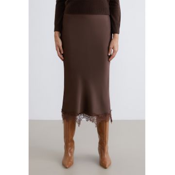 Fusta midi cu garnituri din dantela