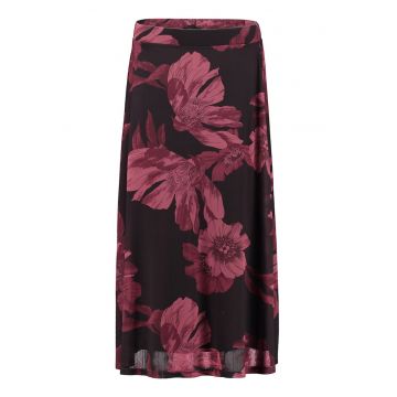 Fusta midi cu model floral