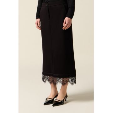 Fusta midi cu terminatie de dantela