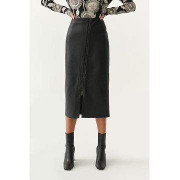 Fusta midi de piele ecologica Landika