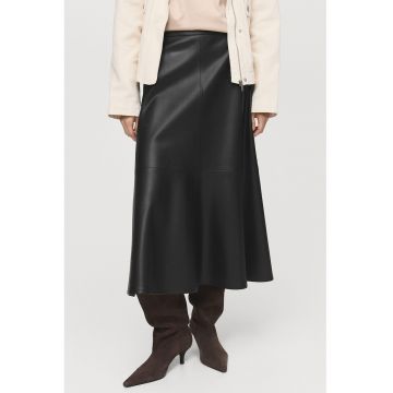 Fusta midi din piele ecologica
