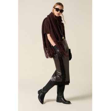 Fusta midi din piele ecologica