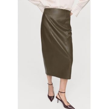 Fusta midi din piele ecologica