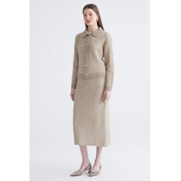 Fusta midi dreapta cu talie elastica