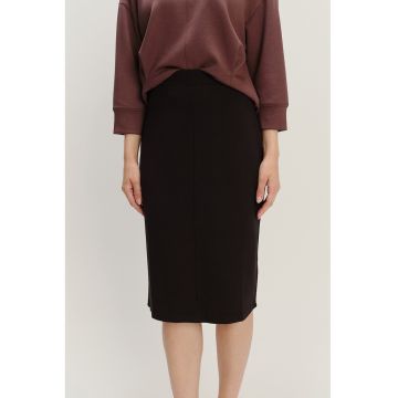 Fusta midi dreapta din amestec de modal