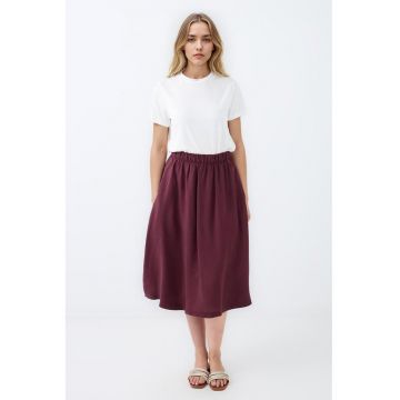 Fusta midi evazata din amestec de modal