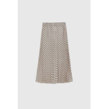 Fusta midi plisata bej