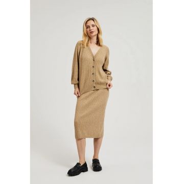 Fusta midi tricotata bej