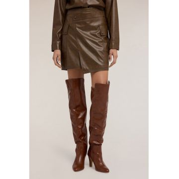 Fusta mini asimetrica din piele ecologica