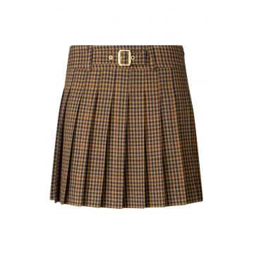 Fusta mini cu model in carouri si pliuri