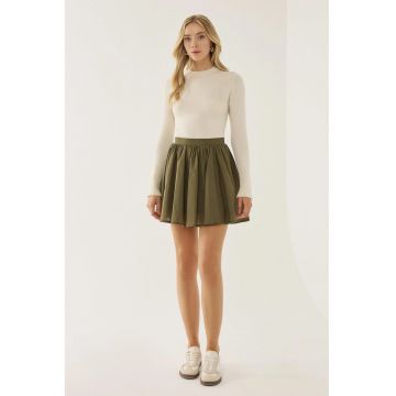 Fusta mini cu volane si elastic in talie