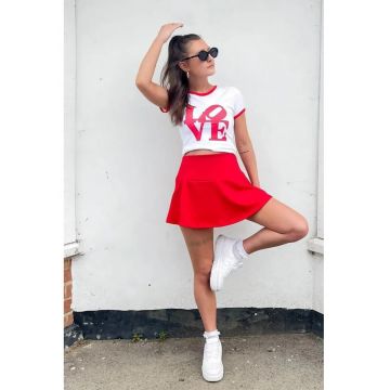 Fusta mini dama  textil - rosu