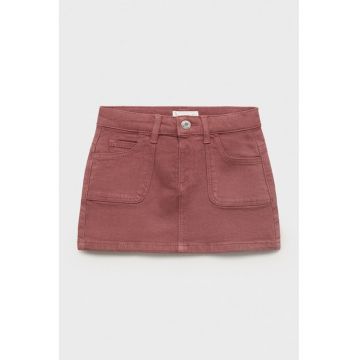 Fusta mini de denim cu buzunare frontale