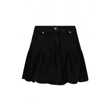 Fusta mini de denim cu garnituri cu volane