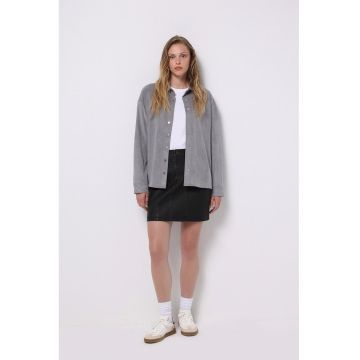 Fusta mini din piele ecologica cu croiala dreapta