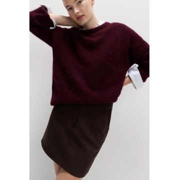 Fusta mini din piele intoarsa sintetica - Maro inchis -