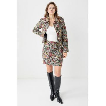 Fusta mini dreapta cu model floral