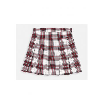Fusta mini plisata cu imprimeu in carouri