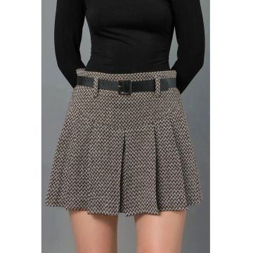 Fusta-pantalon  mini plisata - talie inalta - textil