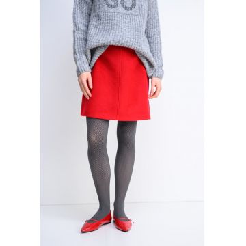 Fusta scurta din amestec de lana cu croiala in A Ramine