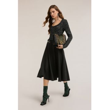 OLTRE - Fusta midi din amestec de lana cu croiala evazata