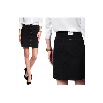 Fusta  A Line - mini - bumbac - neagra -