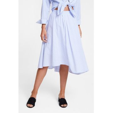 Fusta asimetrica cu model in dungi - Alb/Albastru azur