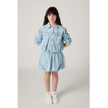 Fusta bufanta din denim - Albastru prafuit