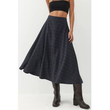 Fusta  carouri - textil - Albastru - Albastru