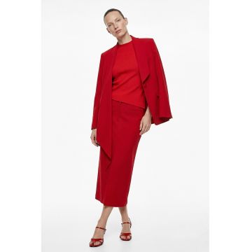 Fusta cu croiala dreapta si slit - Rosu