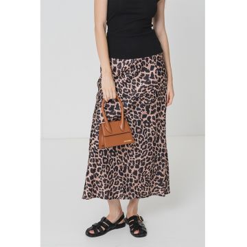 Fusta cu croiala pe bie - Negru/Bej deschis