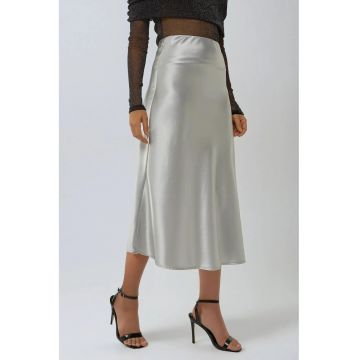 Fusta cu talie inalta din satin